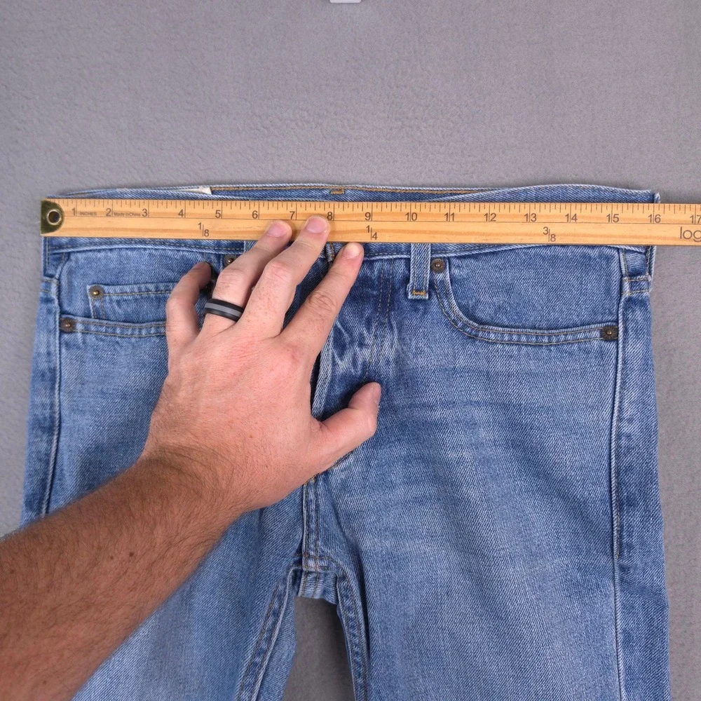 Hollister Jeans Mens 29x30 Slim Straight Button Fly Light Wash Blue Denim Casual